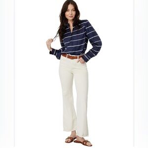J.Crew silk striped popover blouse